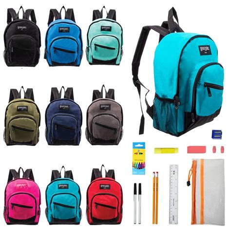 Wholesale 13 Bulk Backpacks With 16 Piece School Kits Sku 2356110