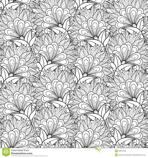 Seamless Monochrome Floral Pattern Vector Stock Vector Illustration