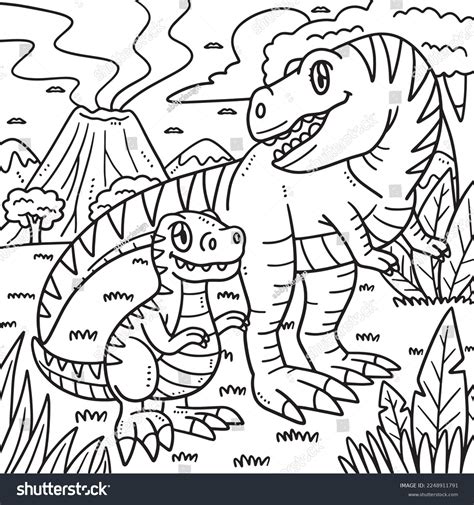 Mother Trex Baby Trex Coloring Page Stock Vector (Royalty Free