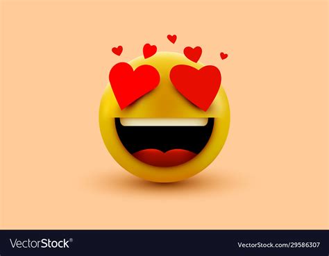 Smile In Love Emoticon Icon Love Hearts In Eyes Vector Image