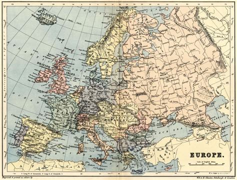 Europe Map Authentic 1895 Showing Late 19th Century