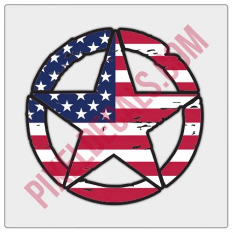 American Flag Invasion Star Distressed Decal Color