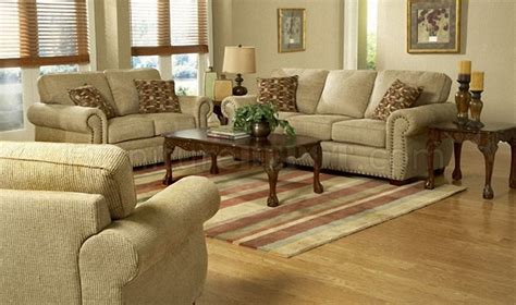 Completely made in america, this sofa and love seat set has fine details like saddle style armrests and hand applied. Beige Cream Chenille Classic Living Room Sofa w/Rolled Arms