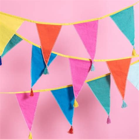 Colourful Fabric Bunting Postbox Party