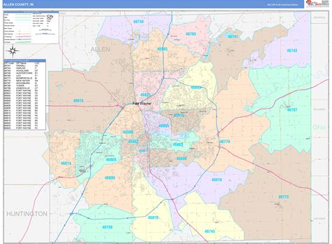 Allen County In Wall Map Color Cast Style By Marketmaps