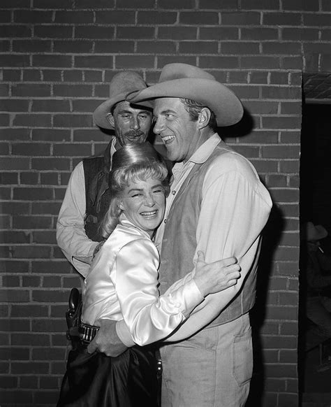 Actress Betty Hutton Left Goes Through A Scene With Jim Arness Right