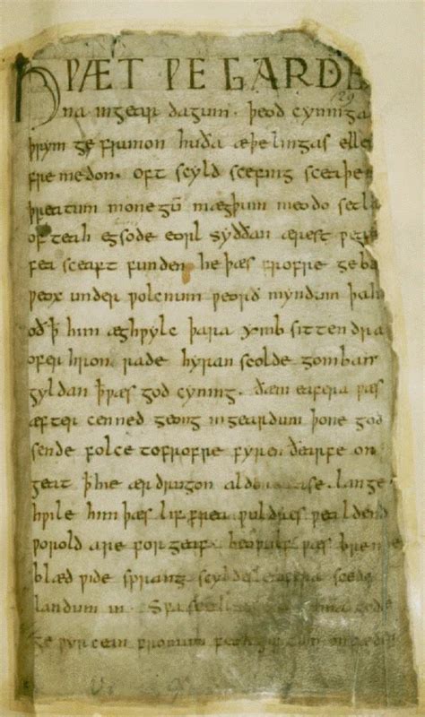 The First Page Of Beowulf Old English Language Beowulf British