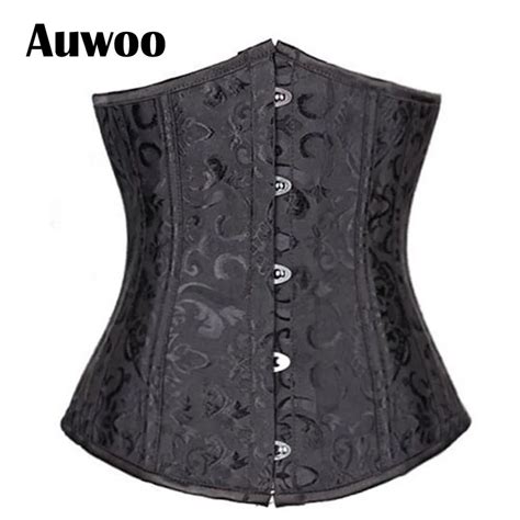 Buy Sexy Gothic Lingerie Bustiers Black Satin Embroidered Corset Underbust