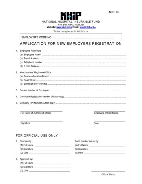 Employers Application For Registration Nhif Written Communication