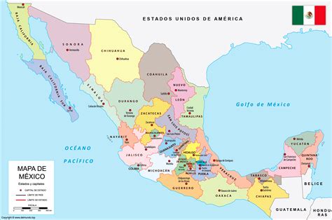 Mapa De M Xico Estados Capitales Y Ciudades Divisi N Pol Tica