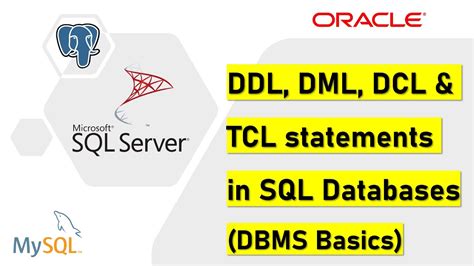 Ddl Dml Dcl And Tcl Statements In Sql Database Basics Youtube