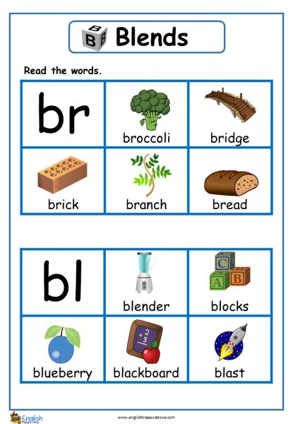 Send your suggestions or comments. Br Bl Blends Phonics Worksheet - English Treasure Trove