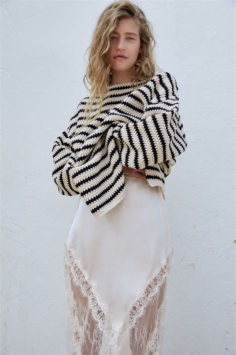 Zara Striped Oversize Knit Sweater 125067891 105
