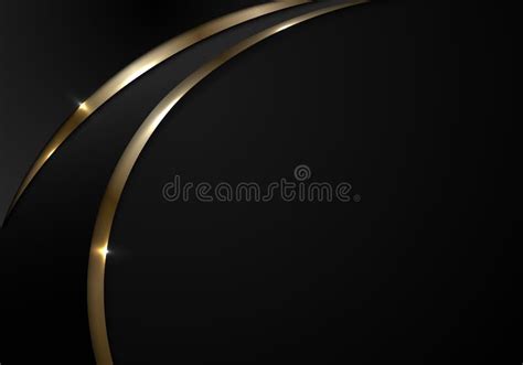 Abstract Elegant 3d Black And Gold Curve With Lighting On Dark