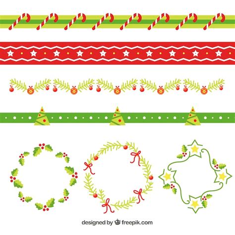 Free Vector Pack Of Decorative Christmas Borders