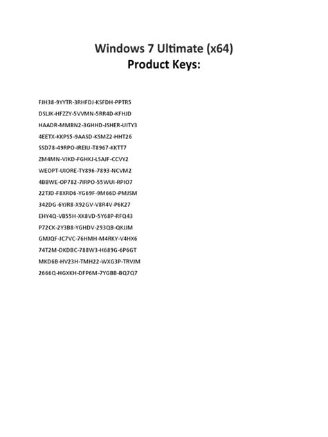 Windows 7 Ultimate 64 Bit Product Keys Pdf