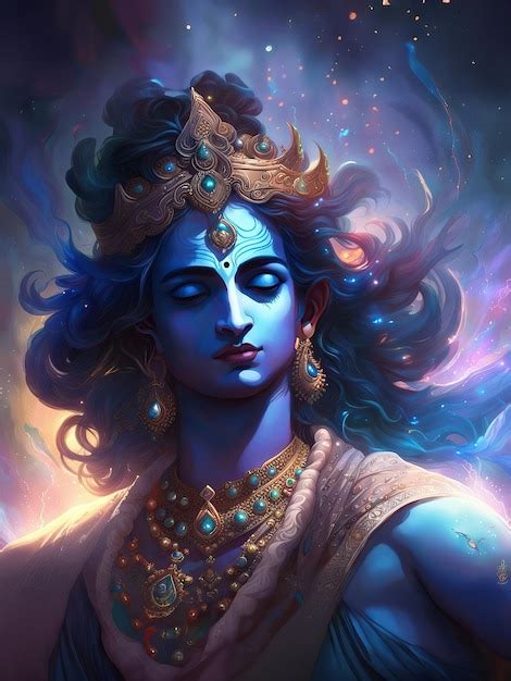 Premium Ai Image Digital Painting Of Lord Krishna