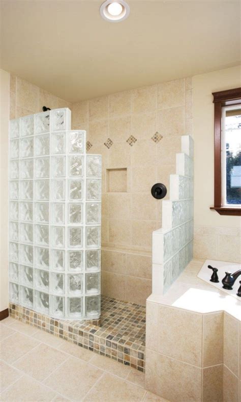 41 Amazing Glass Brick Shower Division Design Ideas Doorless Shower Glass