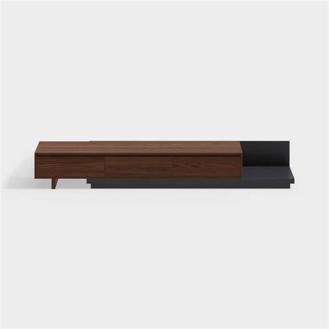 Fero Minimalist 3 Drawer Retracted And Extendable Tv Stand In Walnut