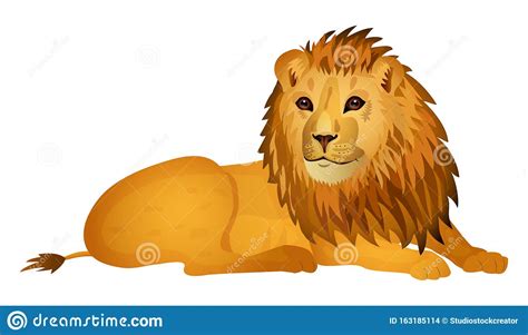 Cute Cartoon Lion Isolated On A White Background Vector Illustration
