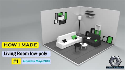 3d model low poly living room cgtrader