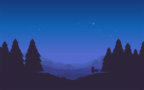 Wallpaper Mozilla Firefox Night Forest Landscape Horizon