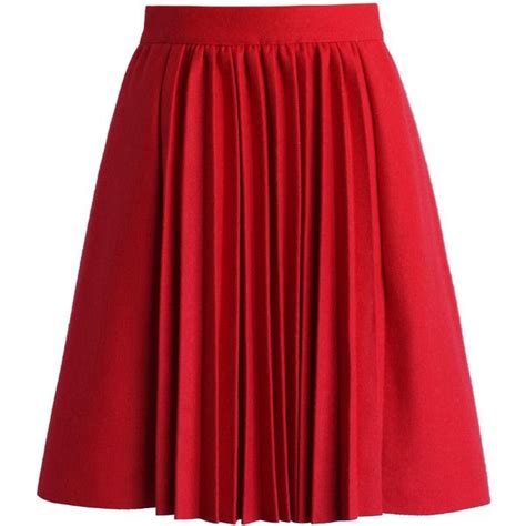 Chicwish Accordion Pleats Wool Blend Skirt In Red Red Pleated Skirt