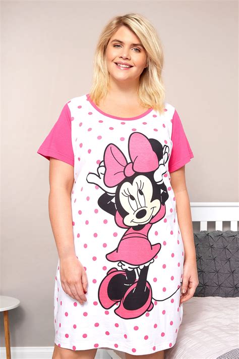 Plus Size White Pink Disney Minnie Mouse Nightdress Sizes 16 To 36