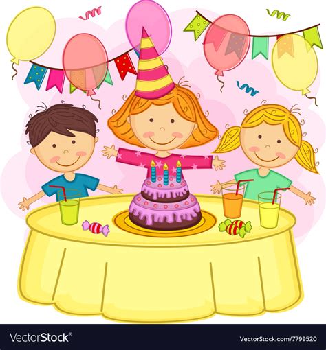 Children Celebrating Birthday Royalty Free Vector Image