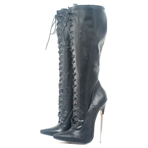 europe sexy boots high heels large size 18cm metal stiletto high heels knee high boots women