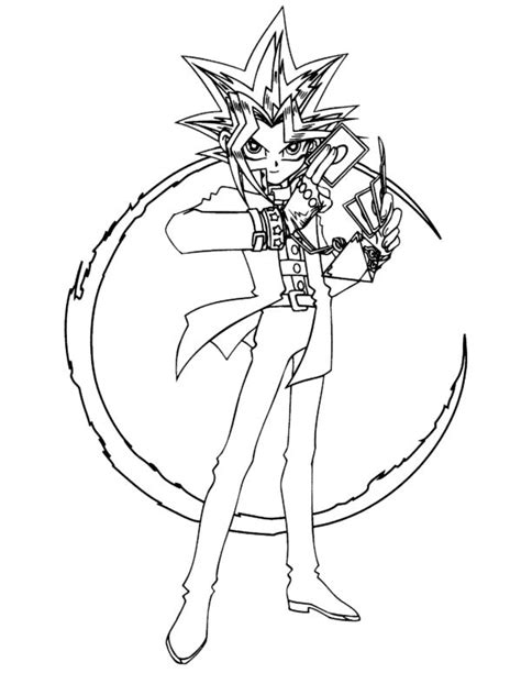 Yami Yugi With Card Coloring Page Free Printable Coloring Pages