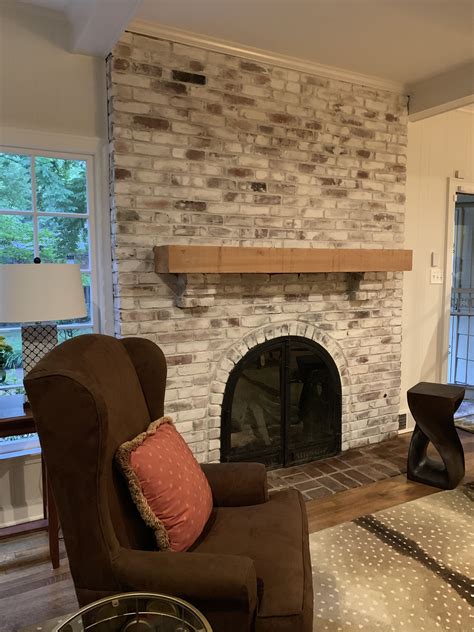 It takes up the entire length of after the floors, i decided to just dive in. Limewash Romabio! Distressed brick Paint fireplace ...