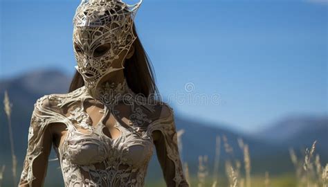 A Majestic Sculpture Of A Naked Woman In Nature Generated By Ai Stock Illustration