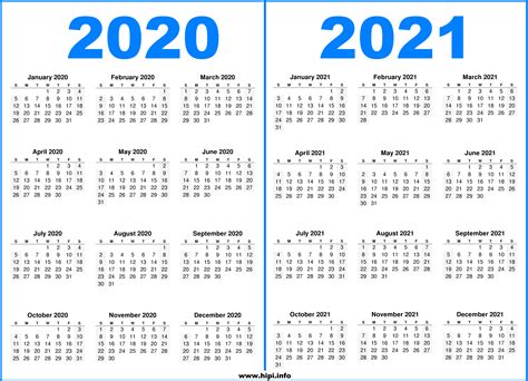 2 Year Printable Calendar 2020 And 2021