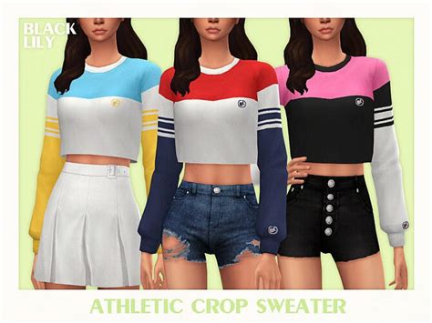 Athletic Crop Sweater By Black Lily At Tsr Sims 4 Updates