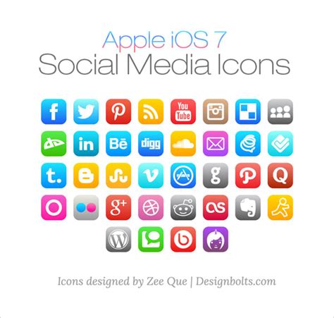 Free Apple Ios 7 Style Social Media Icons Set Designbolts