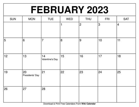 February 2023 Calendar With Holidays Printable 2024 Calendar Printable