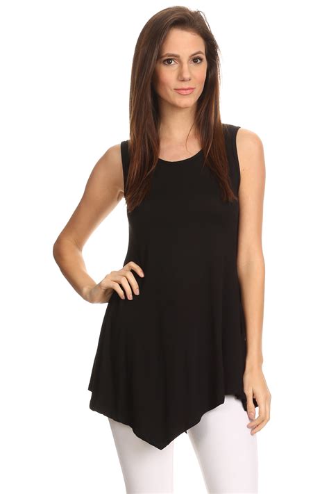 Women S Sleeveless Shirt Handkerchief Hem Tunic Made In Usa Ebay