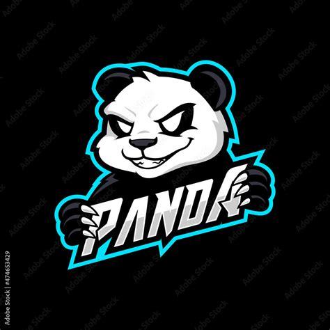 Panda Esport Gaming Logo Mascot Cartoon Logo Template Stock Vector