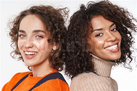 Optimistic Two Multiracial Girls Friends Stock Image Colourbox