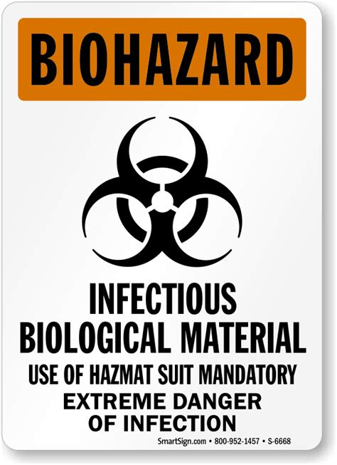 Infectious Biological Material Use Hazmat Suit Biohazard Sign Sku S