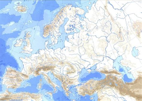 Mapa Fisico Mudo De Europa Rios Y Monta As