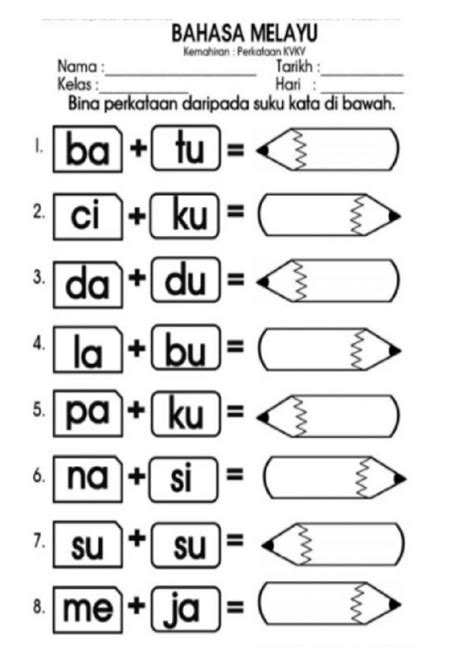 Suku Kata Online Exercise For Tahun 1 You Can Do The Exercises Online