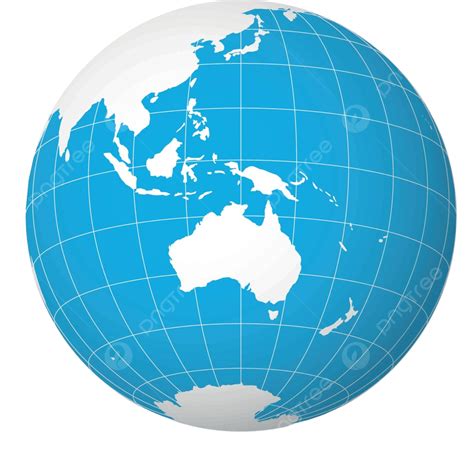 3d Globe With White World Map Blue Seas And Australia Focus Vector