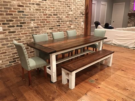 Ana White Farmhouse Table And Matching Bench Diy Projects