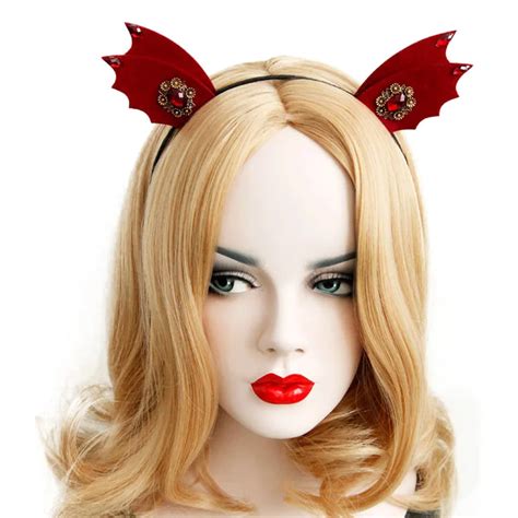 Headbands For Women Girl Cosplay Goth Halloween Red Felt Animal Ears
