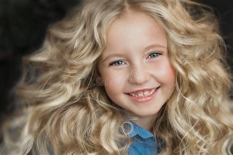 Portrait Of Beautiful Little Girl Smiles Stock Photo Image Of Blonde