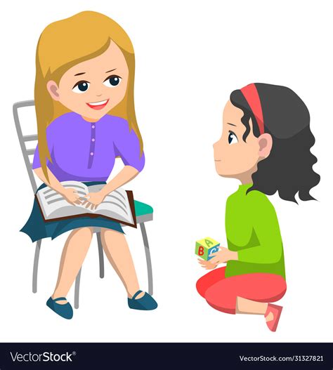 school education girl book talking to classmate vector image