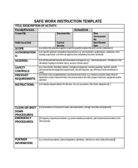 Instruction Templates In PDF Word DOCX Excel
