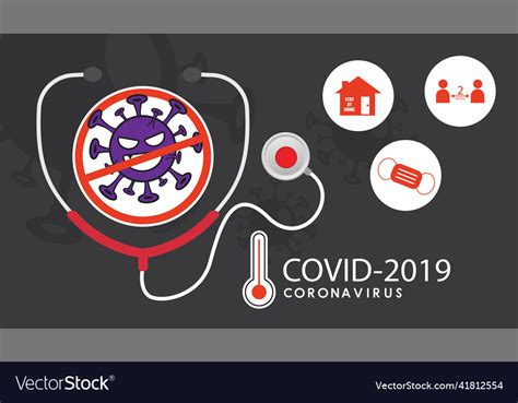 Stop Covid19 19 Coronavirus Banner Design Vector Image